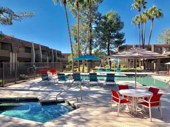 Poolside Relaxing Area at Verde Apartments, Tucson, Arizona